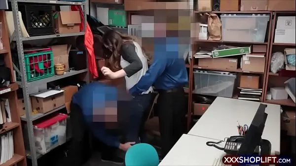 Fresh Cute teen brunette shoplifter got caught and was taken to the backroom interrogation office where she was fucked by both LP officers best Videos