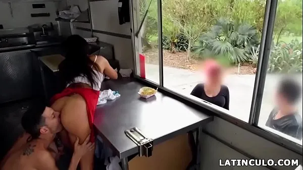 Fresh Latina taco-girl got fucked in front of customers - Lilly Hall best Videos