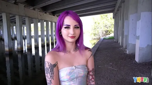 YNGR - Hot Inked Purple Hair Punk Teen Gets Banged Video terbaik baharu