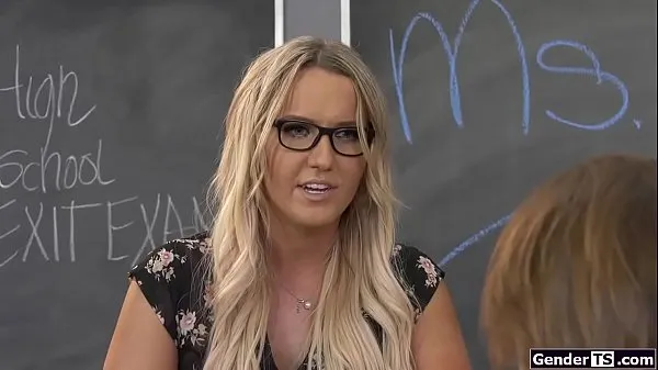 Fresh Big tits trans teacher Kayleigh Coxx helps her student with his hardon so he can make his deepthroats and gets sucked before he barebacks her best Videos