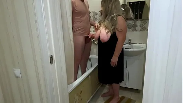 Fresh Mature BBW went into the bathroom when he was washing and took his cock in her hand when she wanted anal sex best Videos