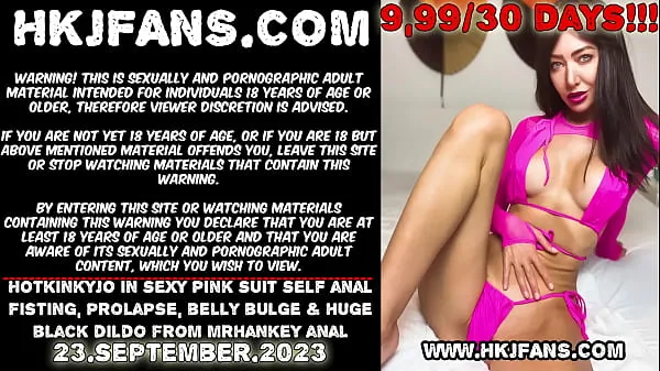 최신 Hotkinkyjo in sexy pink suit self anal fisting, prolapse, belly bulge & huge black dildo from mrhankey anal 최고의 동영상